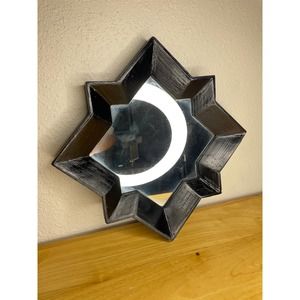 Boho Black Wooden Framed 8 Point Mirror- 12.5 Inch